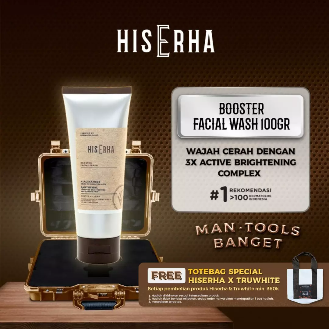 His Erha Booster Facial Wash With Niacinamide & Panthenol 100G - Sabun Muka Pencerah Pria
