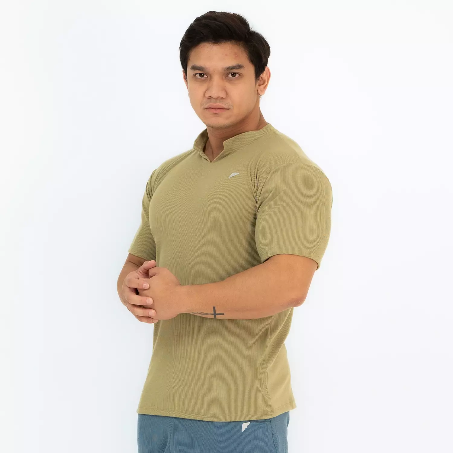 Cotton Rib V Neck Shirts Sage