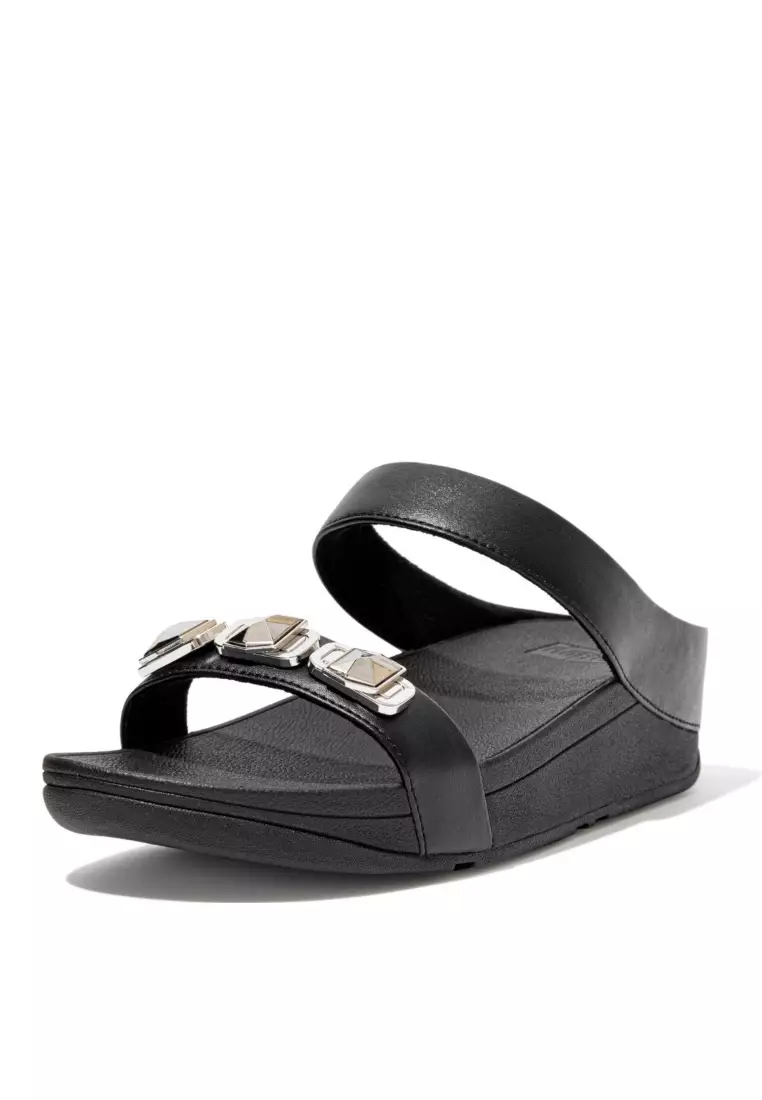 FitFlop FINO Women's Crystal-Lock Slides - All Black (DA7-090)