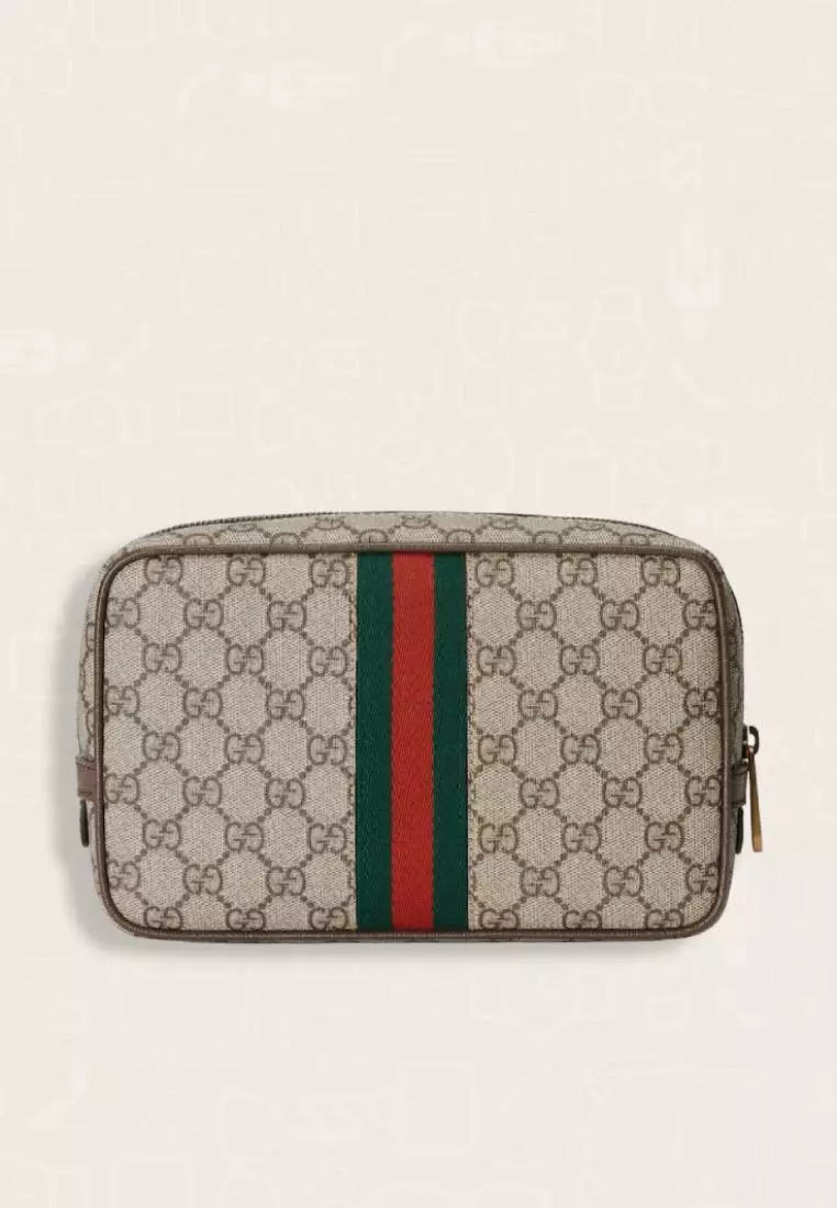 Gucci Savoy Toiletry Case With Web Beige