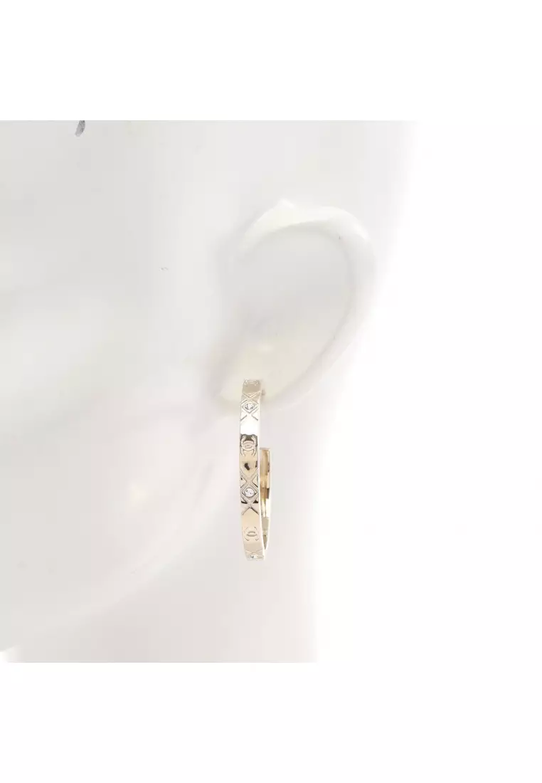 Chanel Pre-Loved Chanel coco mark hoop earrings GP Rhinestone gold 