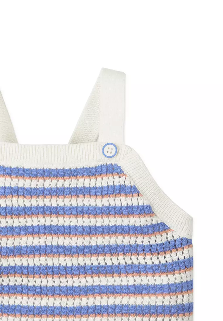 Baby Girls Stripes Crochet-Like Knit Tank Top