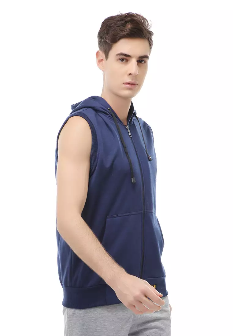 Clover Outerwear Pria Jaket Rompi Zipper Polos Material Fleece ORIGINAL - Navy