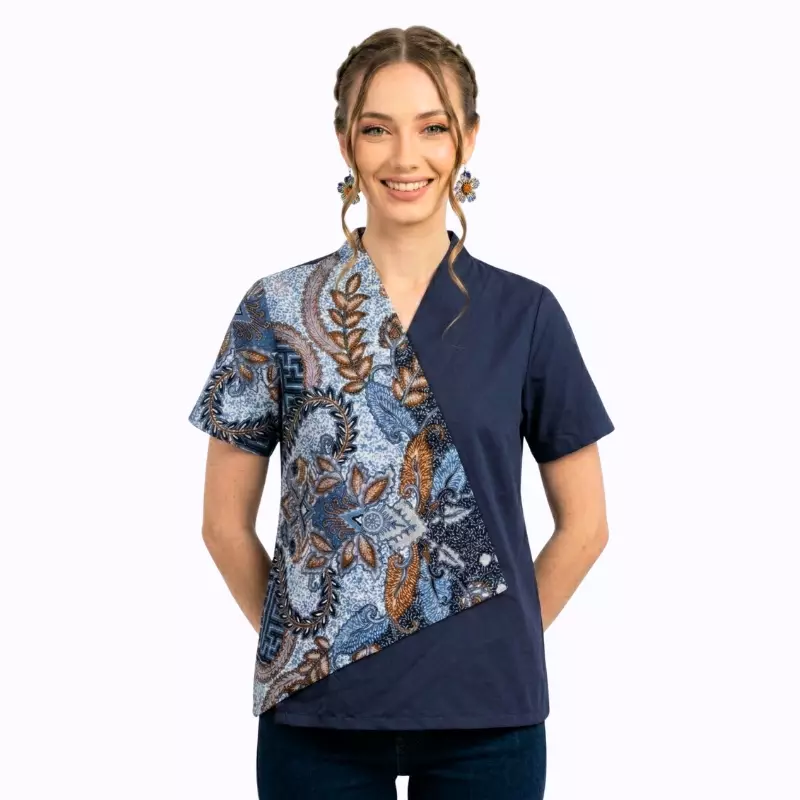 Blouse Batik Wanita - Atasan Batik - Bhatara Batik Leslie - Baju Batik Modern Lengan Pendek