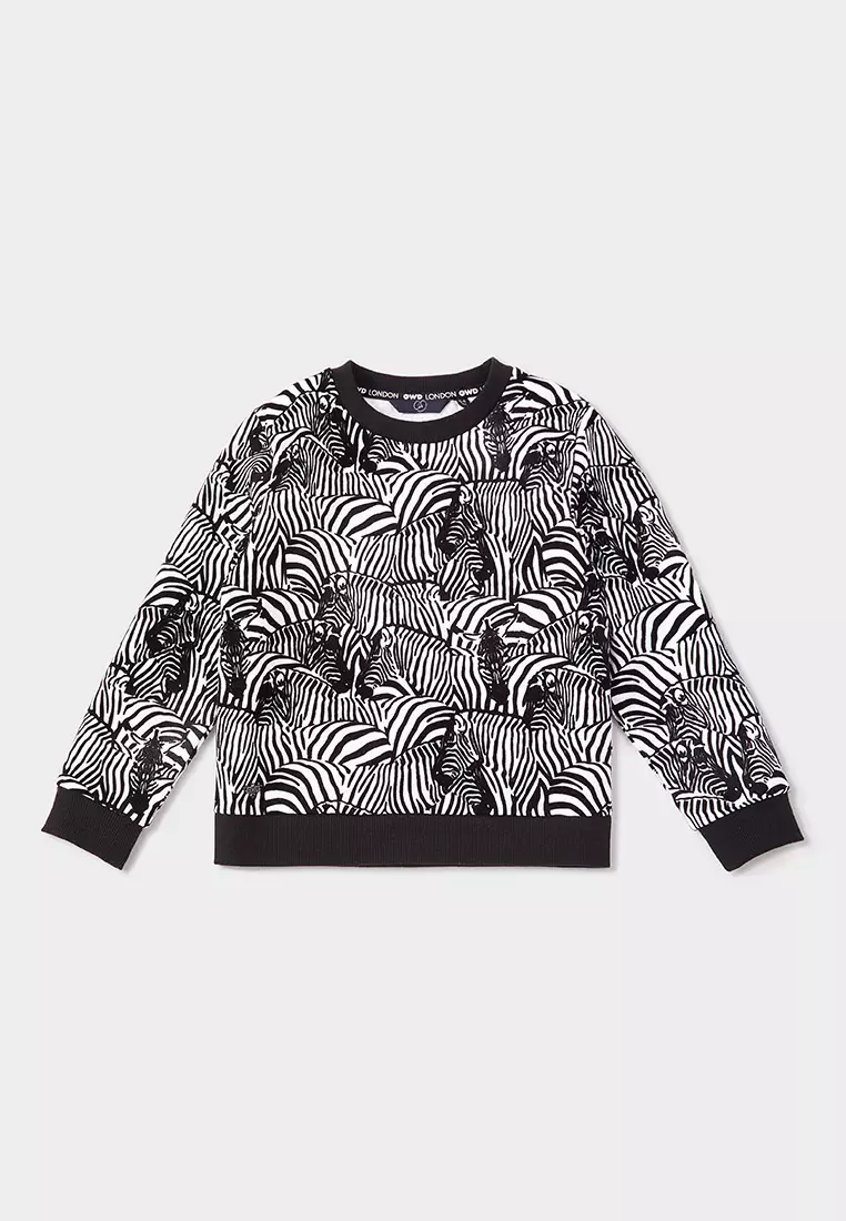 Zebra Printed Long Sleeve Sweatshirt