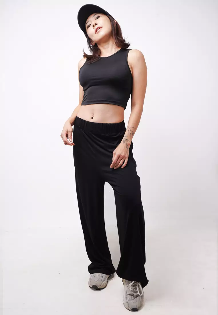 LTE07 TDLA TUV Tanktop Crop Wanita Polos Hitam