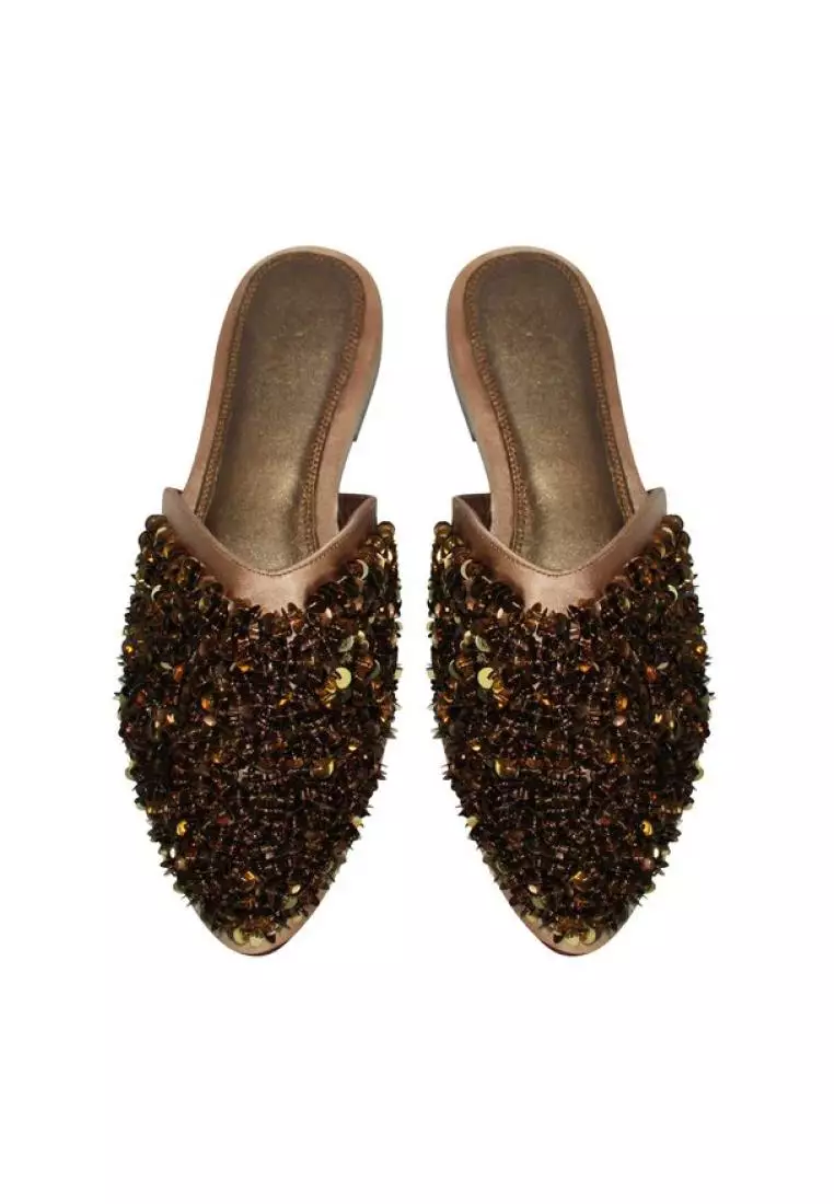 Gold discount glitter mules