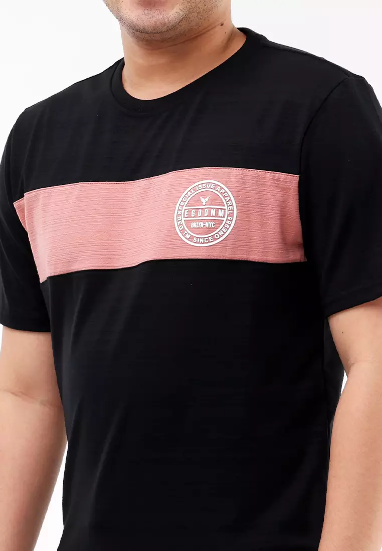 Round Neck Streaky Short Sleeves