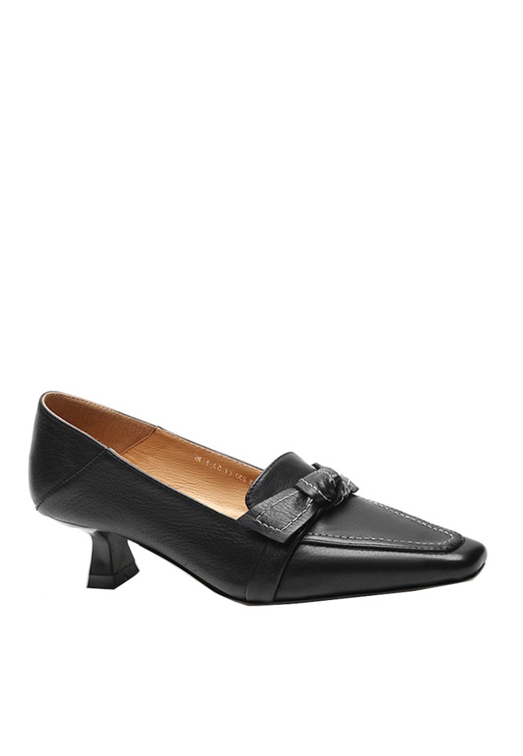 VANSA Fashion Sheep Leather Bow Mid Heel Pumps VSW-H01076723