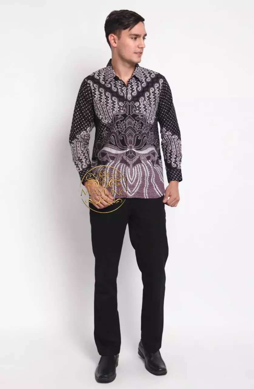 Mahkota Ungu Kemeja Batik Pria Premium Slimfit Modern Lengan Panjang