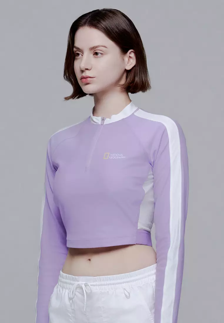 Women’s Color Block Cropped Half Zip Up Rashguard