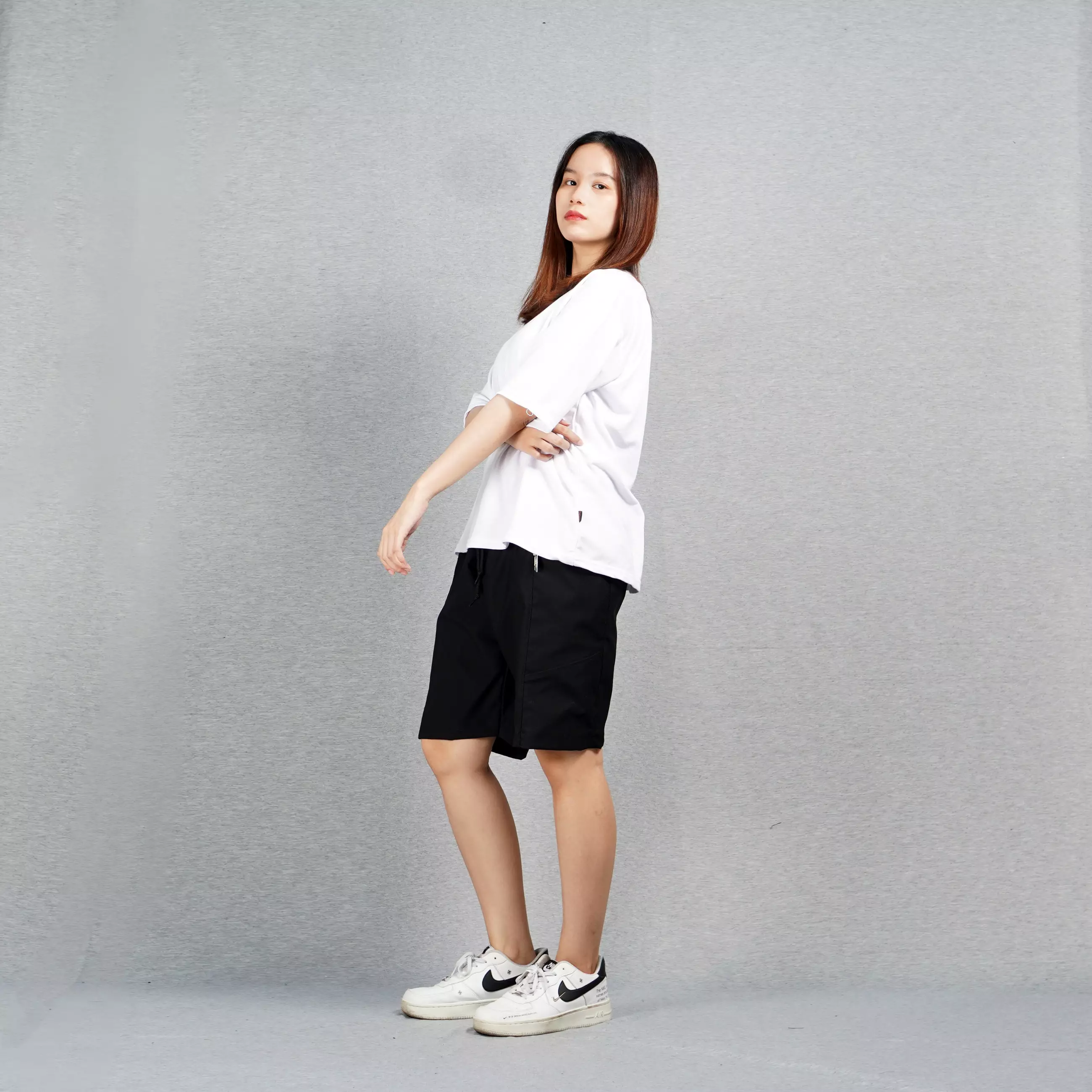 XYAN Celana Pendek Wanita Celana Chino Pendek Celana Pendek Chino Pants Short Pants - HITAM