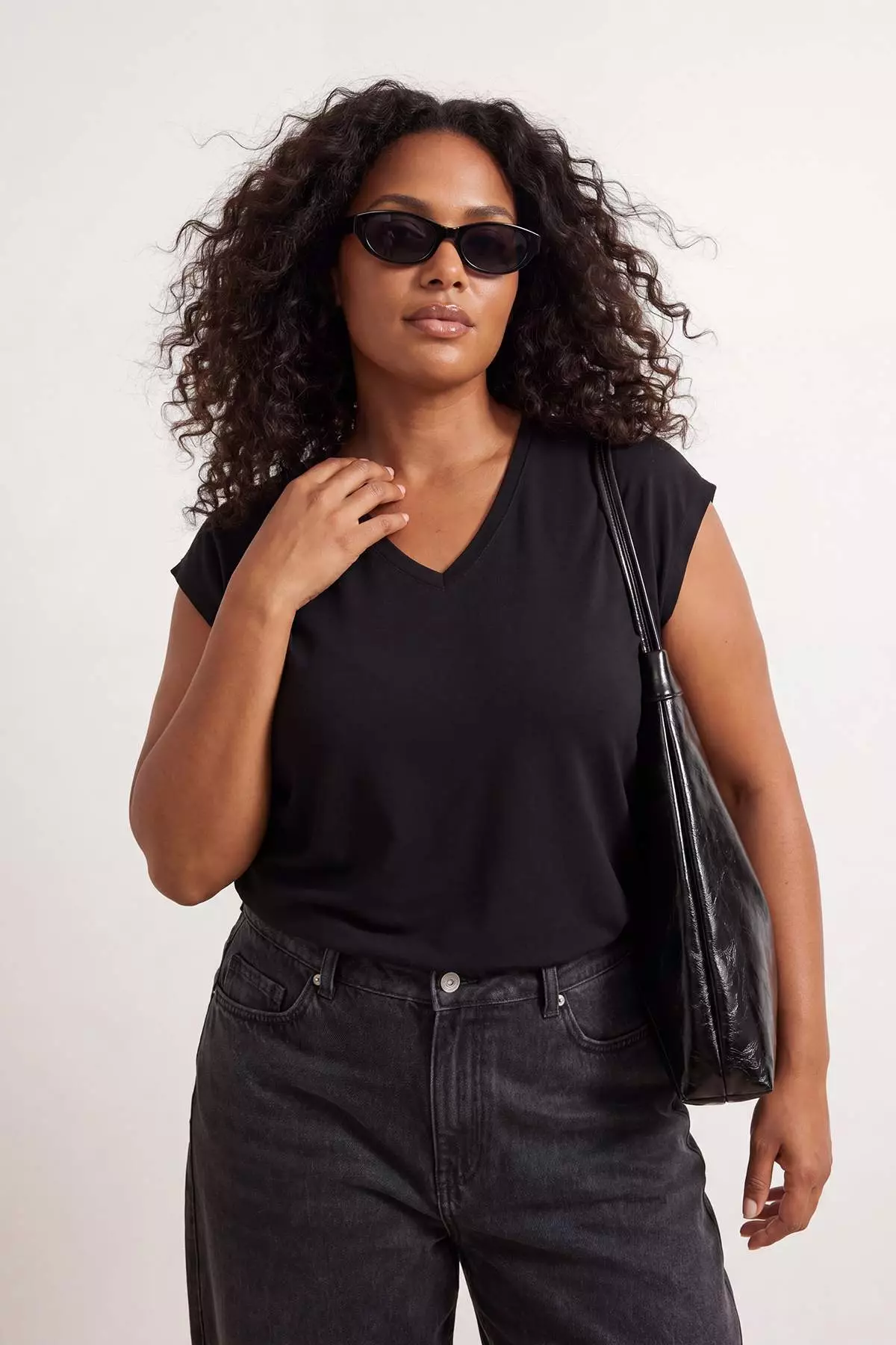 Black-Grey 2-Pack Oversize Fit Basic Plus Size T-Shirt Tbbss26Bf00030