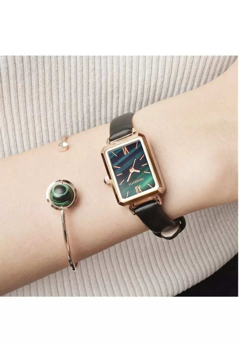 jam tangan wanita fashion bisnis mewah tahan air tali kulit dengan gelang