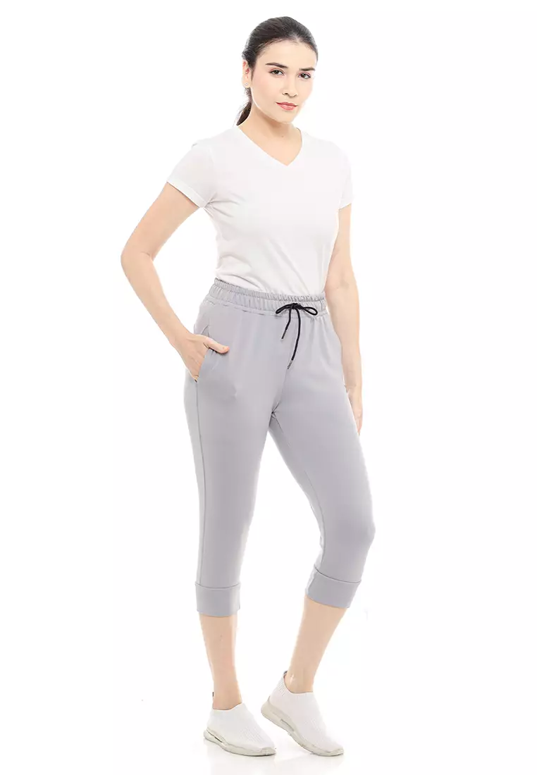 Jogger Pants Women 3/4 Length Grey