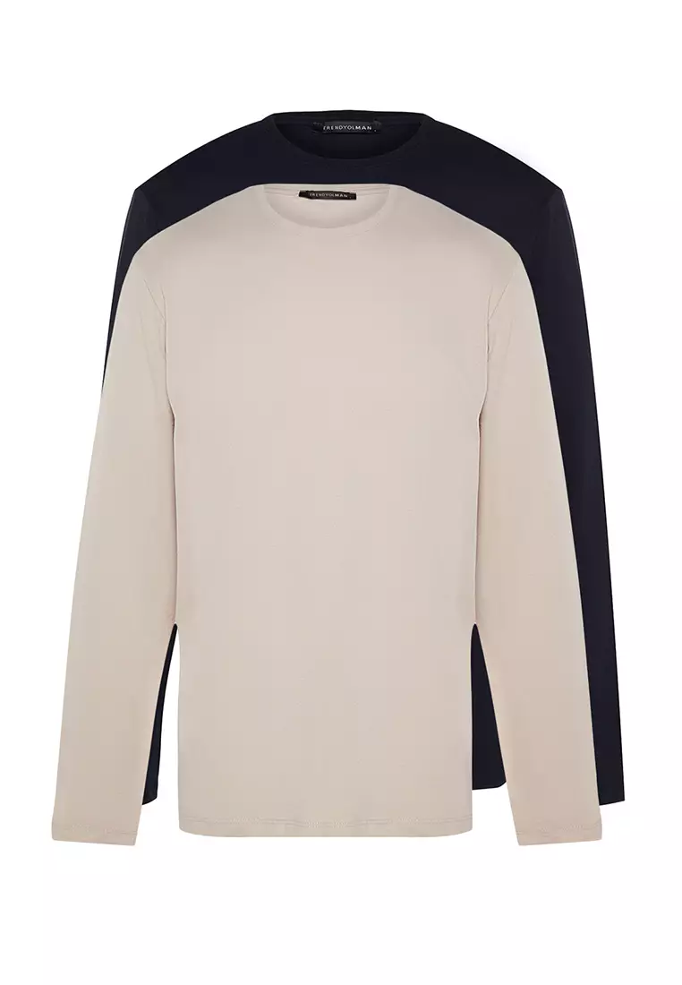 2-Pack Long Sleeve Regular/Regular Cut Basic T-Shirt