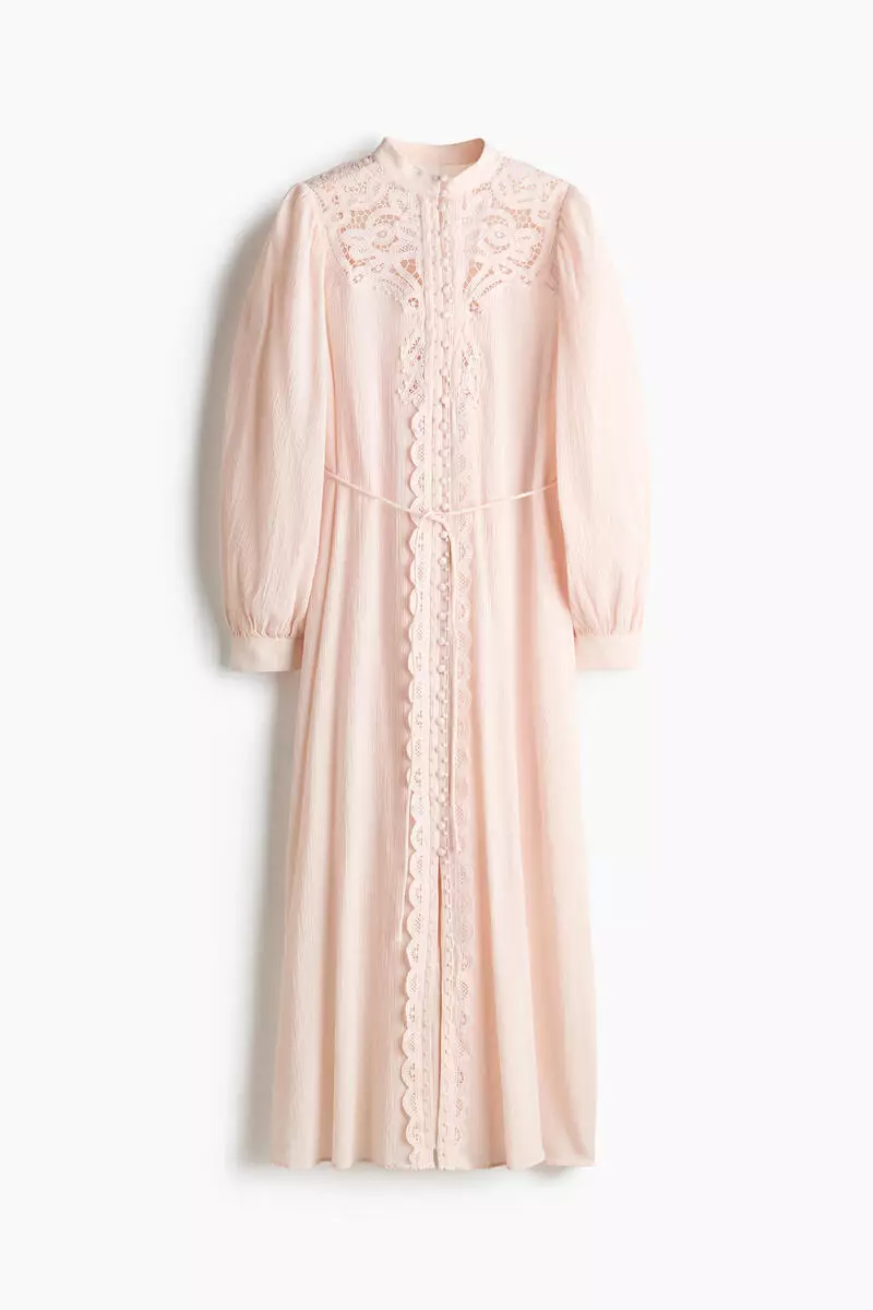 Lace-detail cotton dress