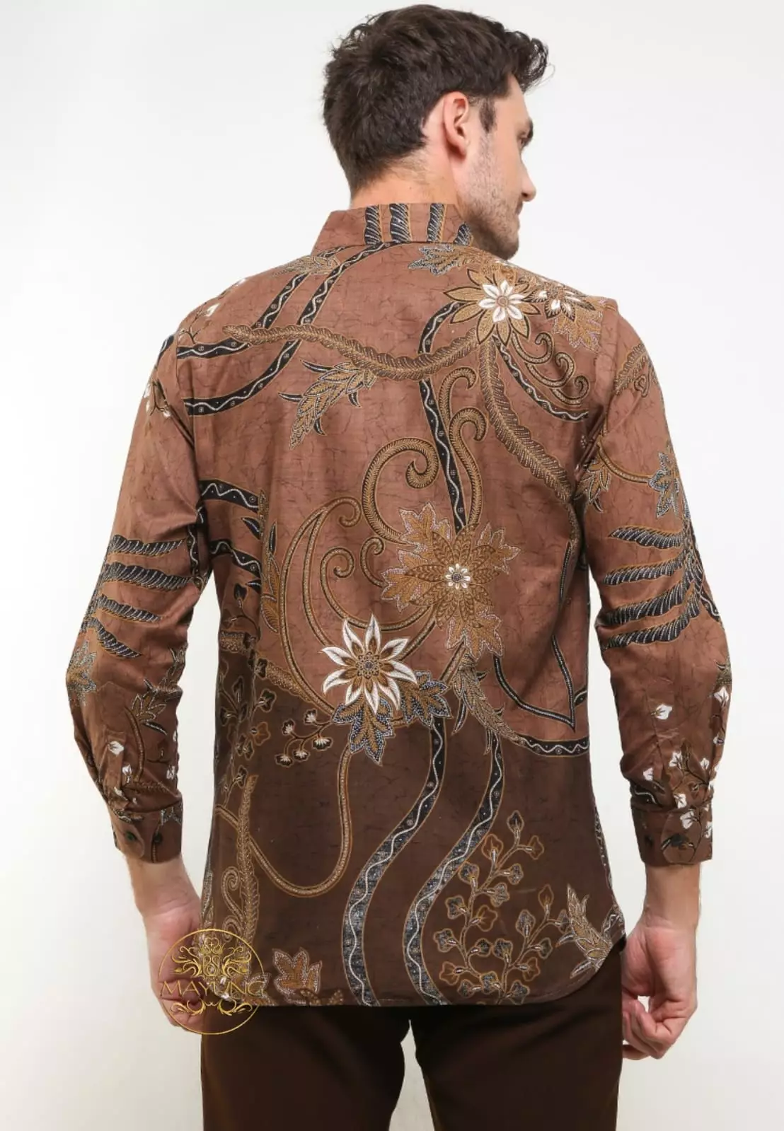 Widaninggara Coklat Kemeja Batik Pria Premium Slimfit Modern Lengan Panjang