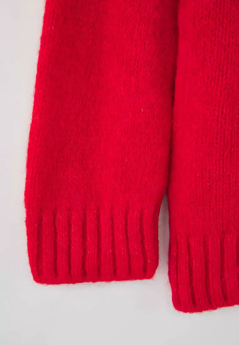 Wardrobe Essentials Red Soft Textured Loose Fit Basic Knit Sweater | Twoaw26Kz00073
