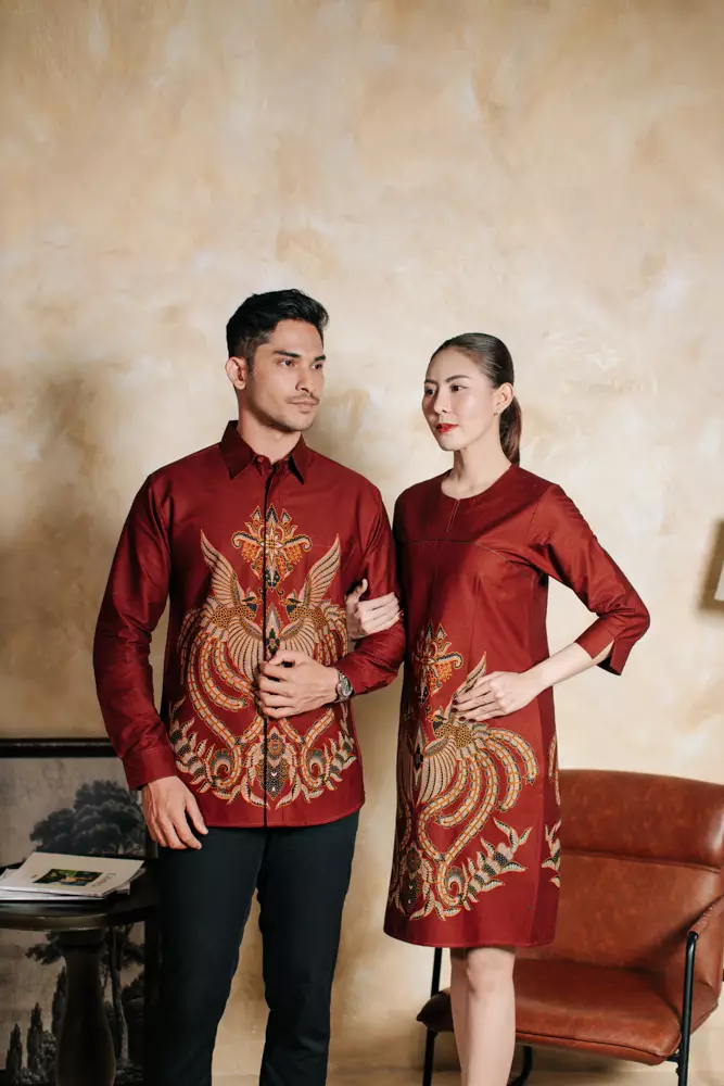 Avira Terracotta Red Dress Batik Wanita Tricot Katun