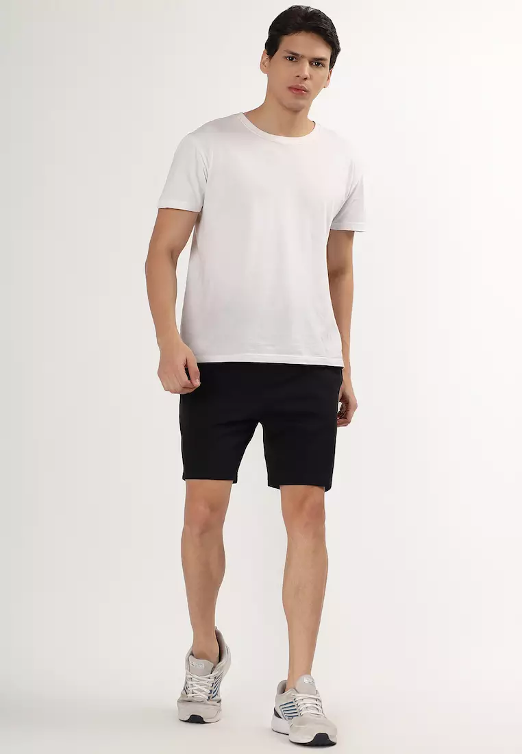 Mens Black Cotton Pocket Shorts with Drawcord, Casual-Activewear, Running, Comfortable