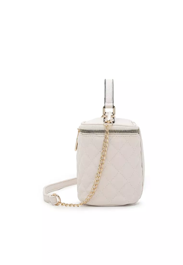 Women's Quilted Top Handle Bag / Sling Bag / Crossbody Bag (手拿袋 / 斜孭袋) - 米黃色