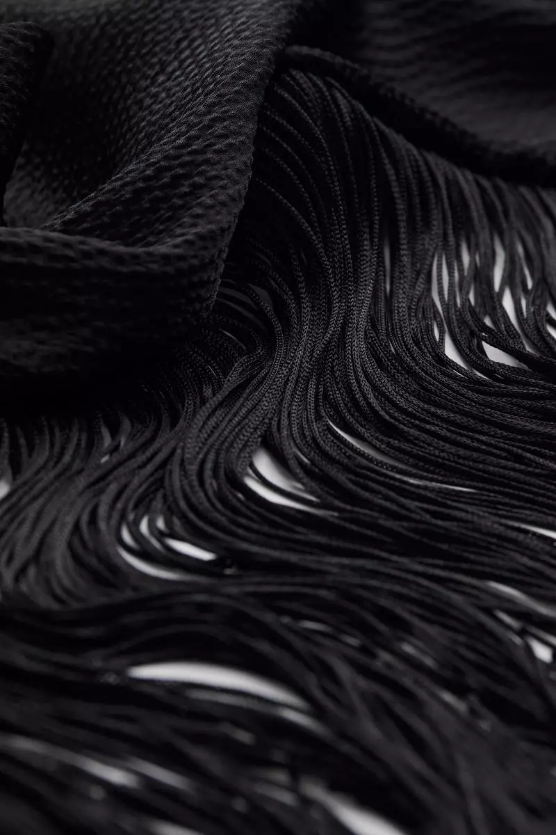 Fringe-trimmed satin dress