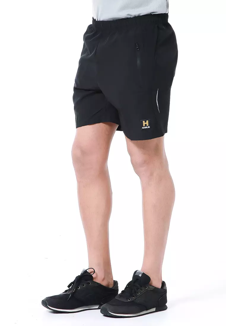 Halburt Celana Pendek Olahraga Pria Plain Motive Short Pants Simple Material Parasut ORIGINAL - Black