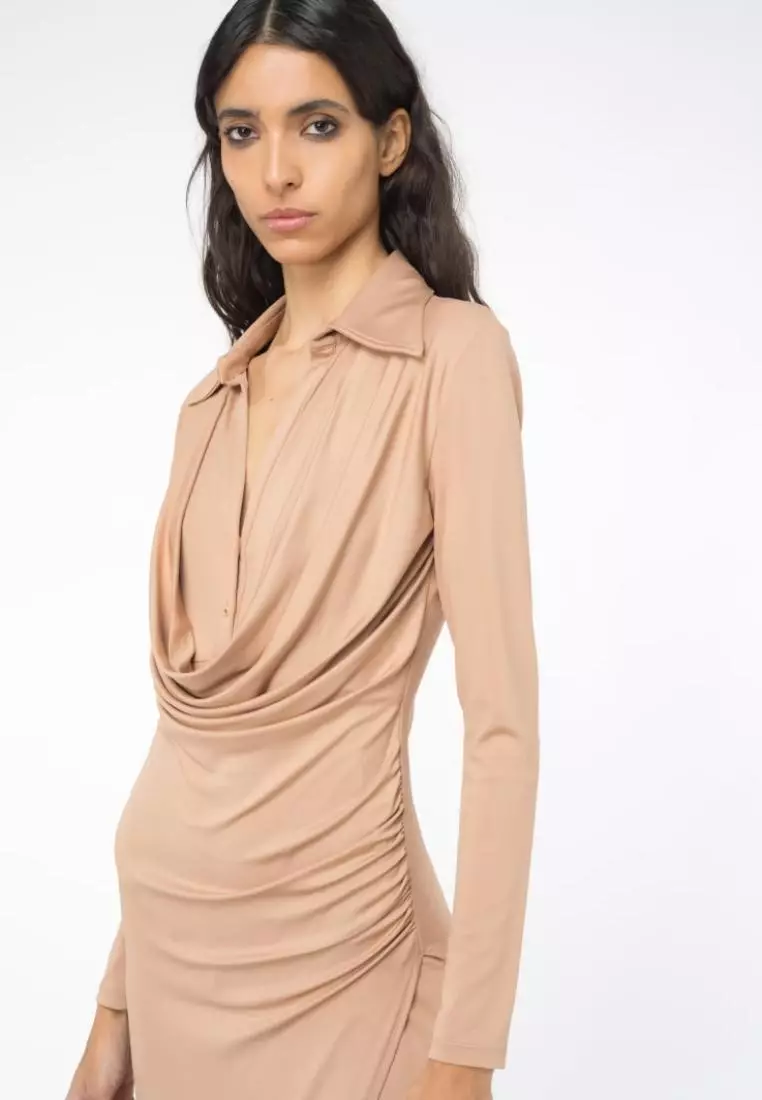 ワンピース PINKO Woman Dress Beige 104838A2G1 CN4 Buy Pinko Interlock midi dress with draping 2025 Online | ZALORA