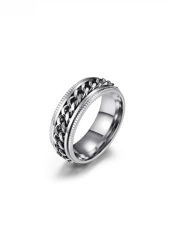 Rotatable Gear and Chain Titanium Steel Ring JW QF-JZ244