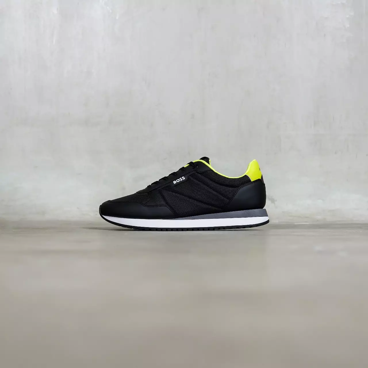 Sepatu HUGO BOSS PANNEL NEON BLACK SNEAKER 100% ORIGINAL
