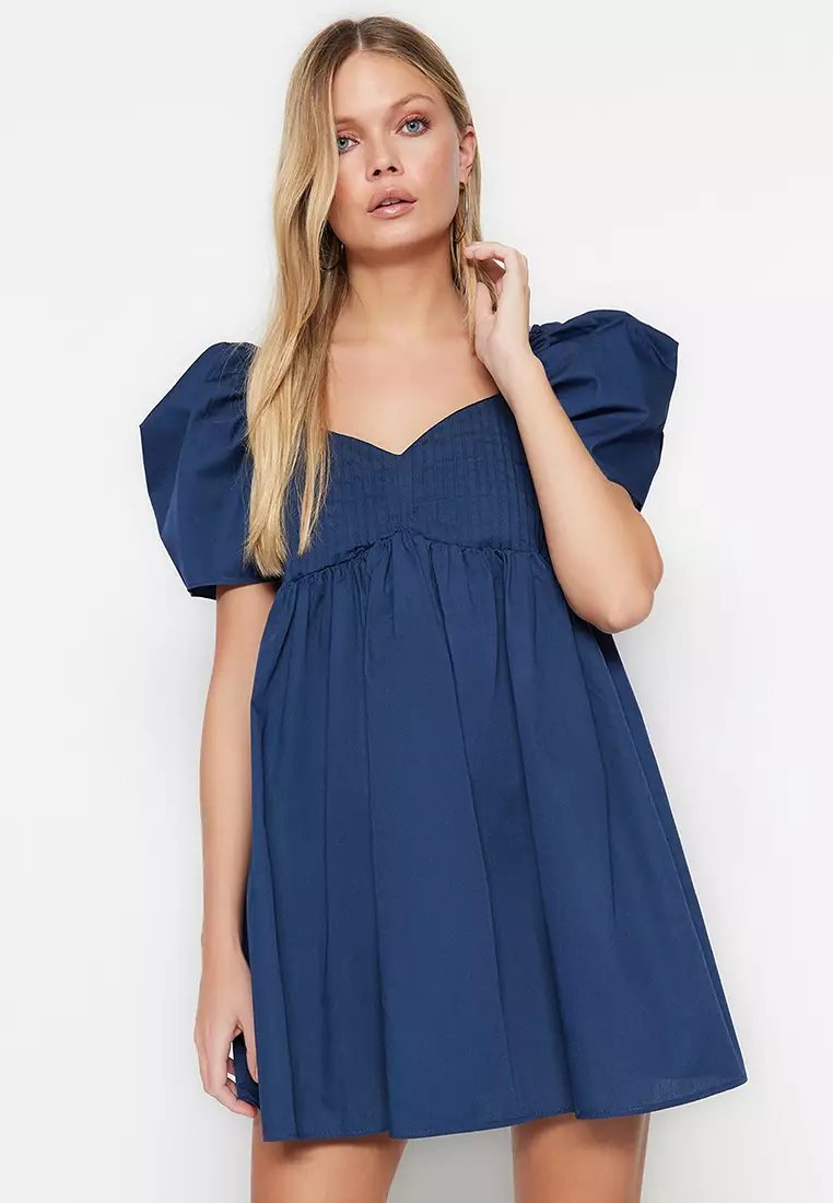 Jual Trendyol Wide Cut Woven Balloon Sleeve Dress Original 2024