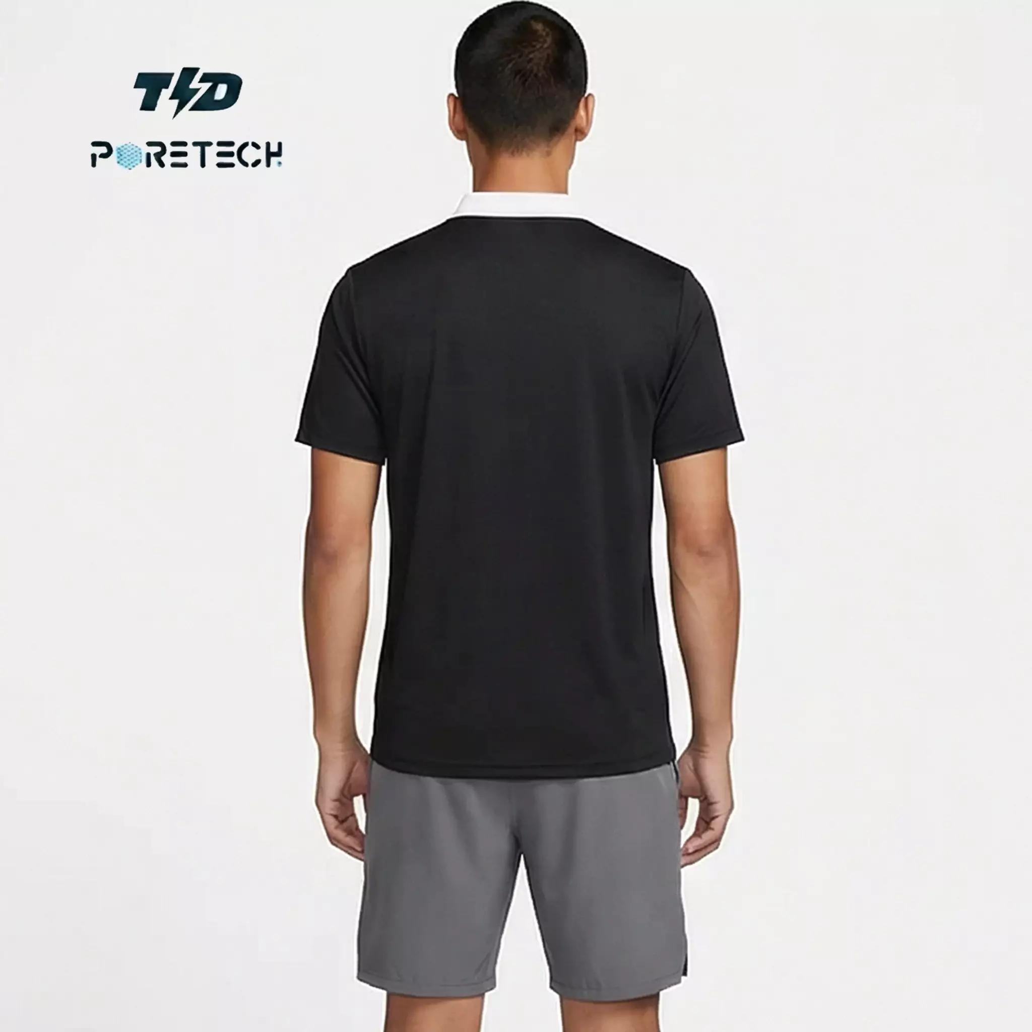 TDACTIVE Jersey Padel Pria Polo Kaos BreatheLite "hitam putih" MSB47