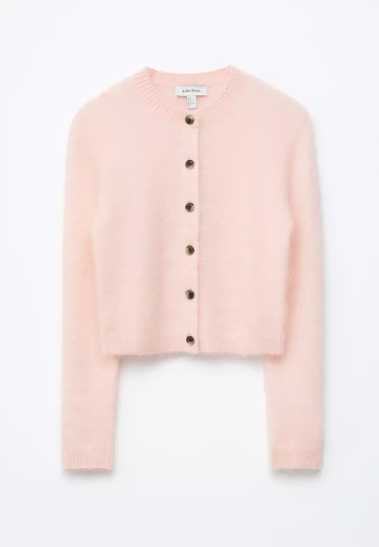 Mohair-Blend Brushed Cardigan