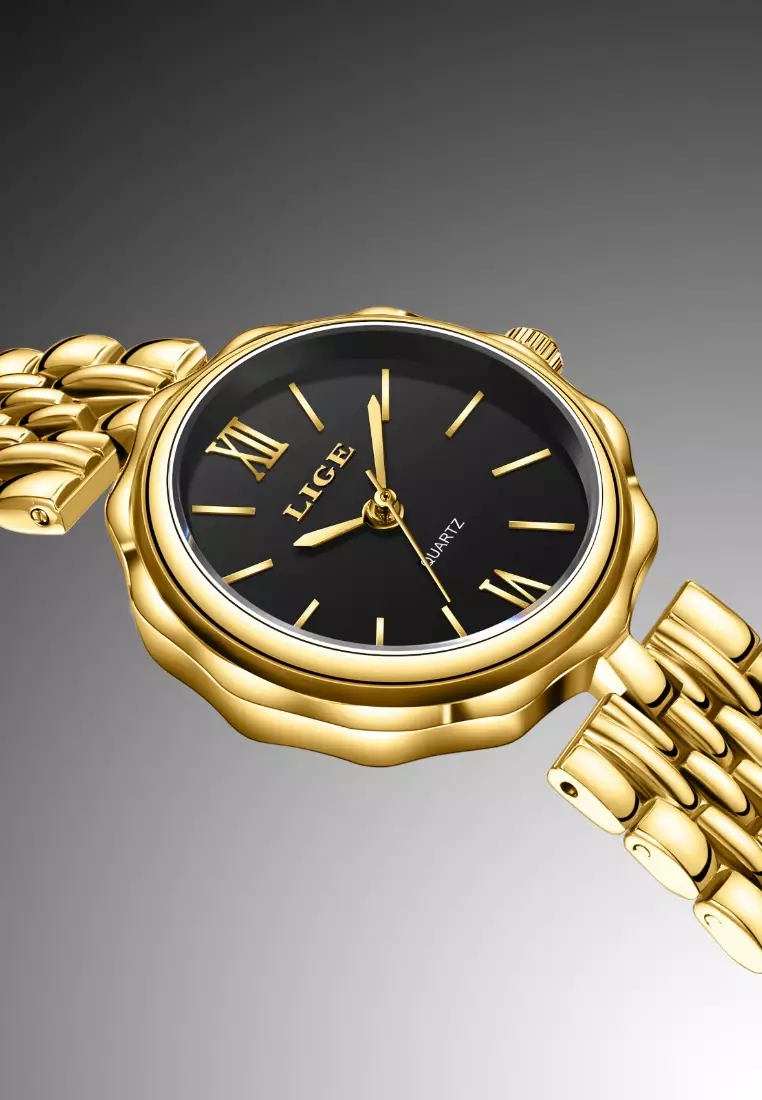 Ladies IP Gold Stainless Steel Quartz Watch, Stainless Steel Bracelet