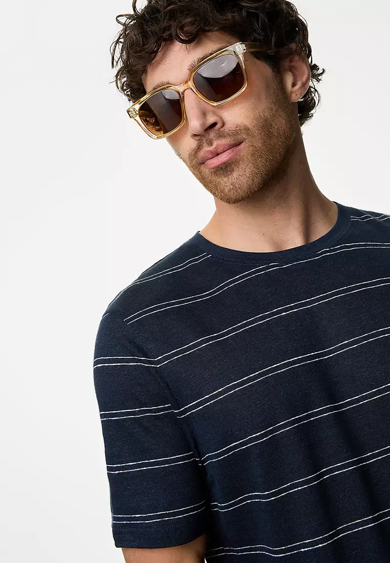 Pure Linen Striped T-Shirt