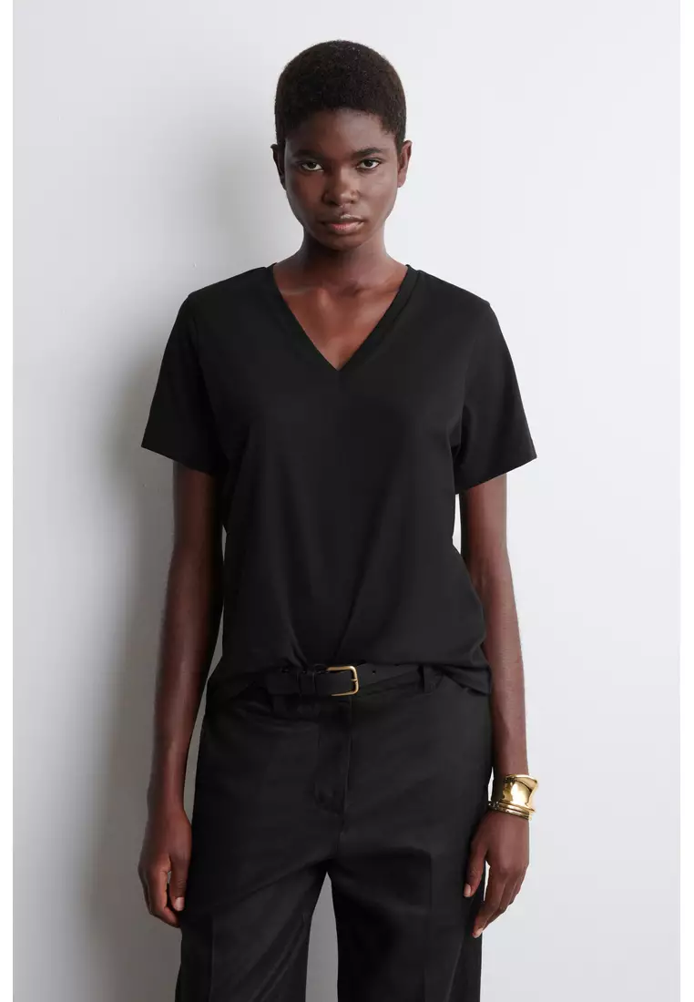 V-NECK COTTON T-SHIRT