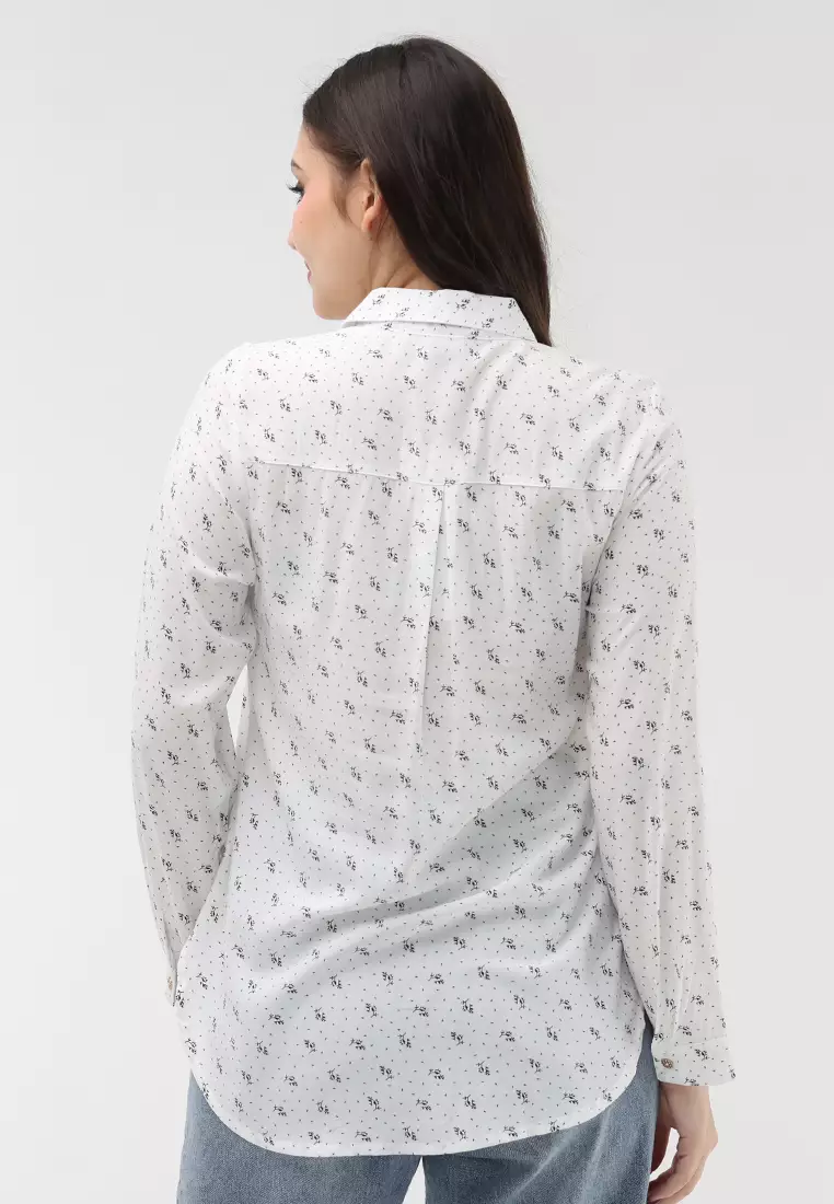 Woven Printed Rayon Long Sleeves Blouse