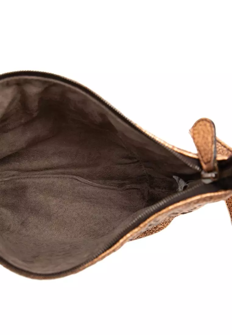 Pre-Loved Bottega Veneta Intrecciato Trimmed Metallic Leather Crossbody