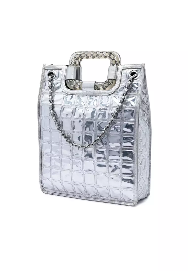 Pre-Loved Chanel Cc Vinyl Ice Cube Shopper Tote