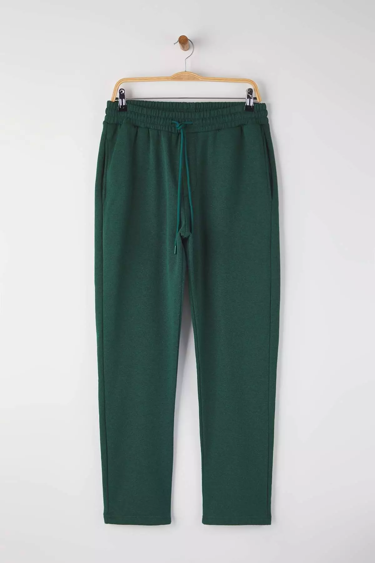 Green Regular Cut Cotton Open Leg Sweatpants