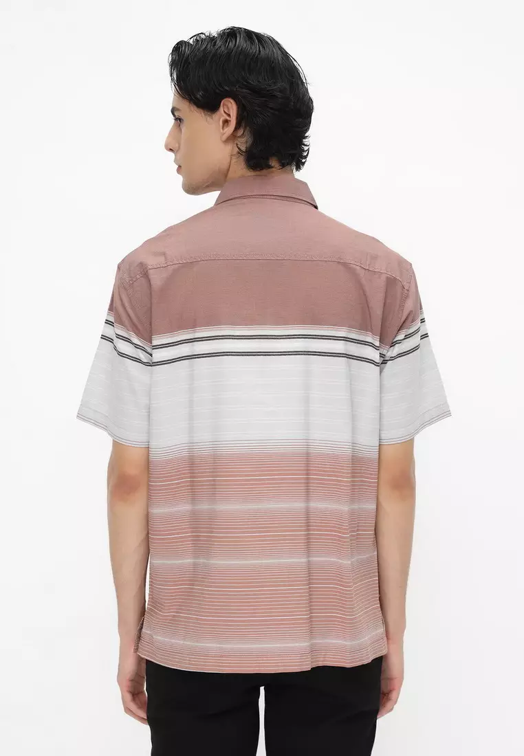 POLICE Kemeja Border Printing Lt.Grey Regular Fit Pria