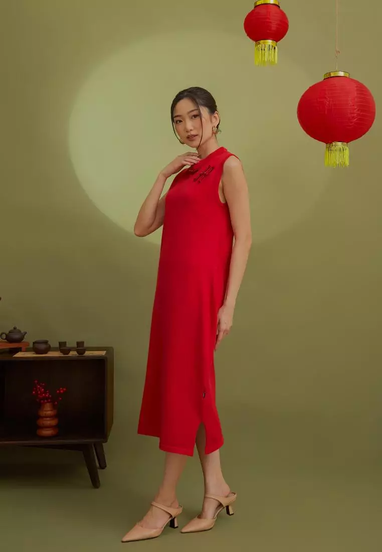 MKY Clothing Falsya Cheongsam Dress in Red 