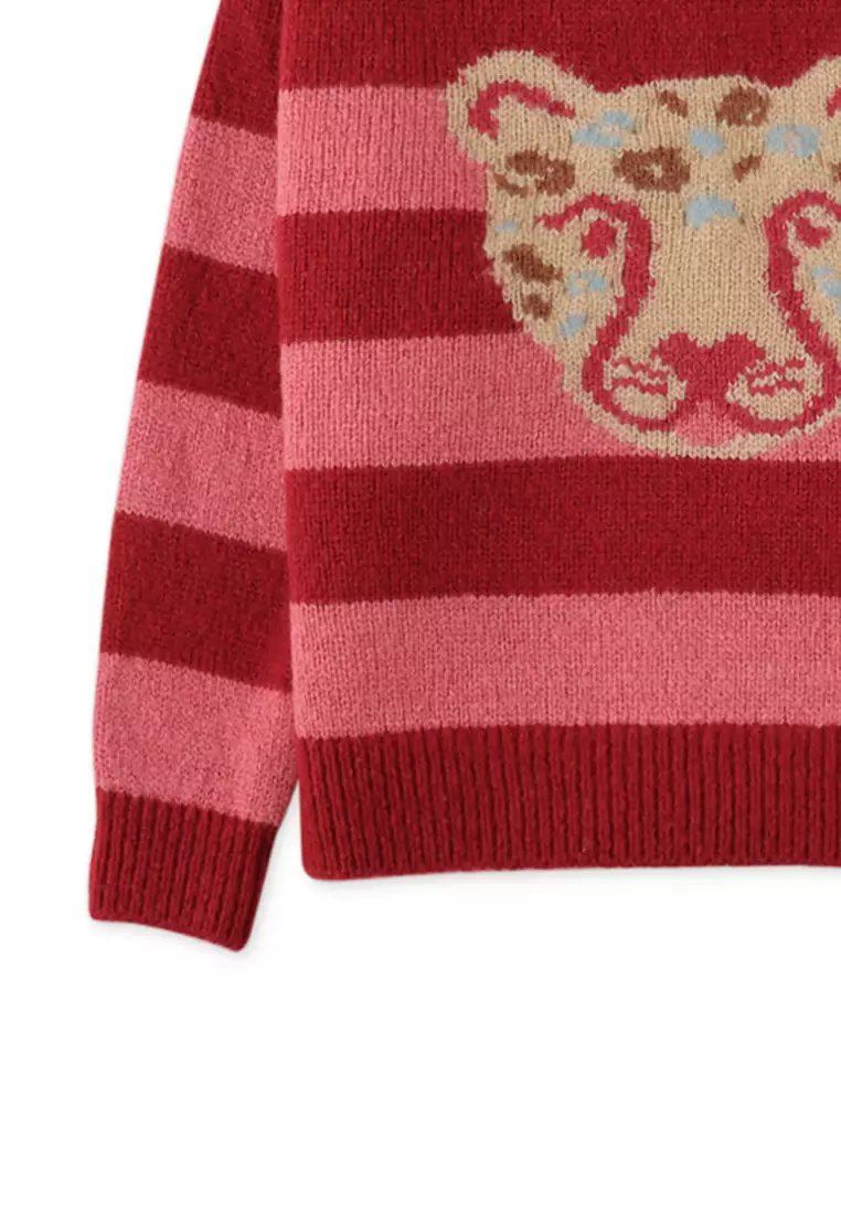 Girls Intarsia Leopard Pullover