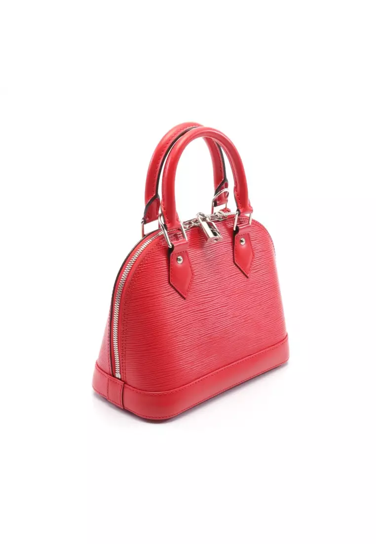 Louis Vuitton, Bags, New Never Used Red Coquelicot Alma Bb In Epi Cuir  With Matching Strap
