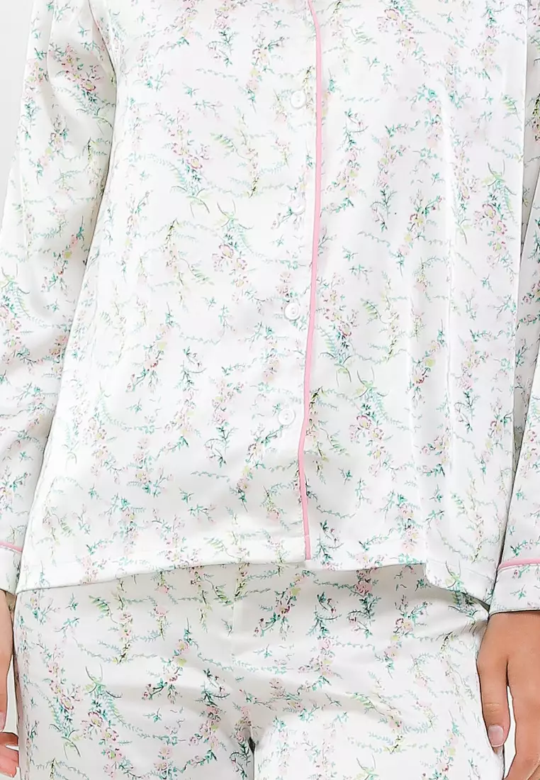 Piyama Pyjama Baju Tidur Satin Silk Long Sleeve Long Pants Sleepwear