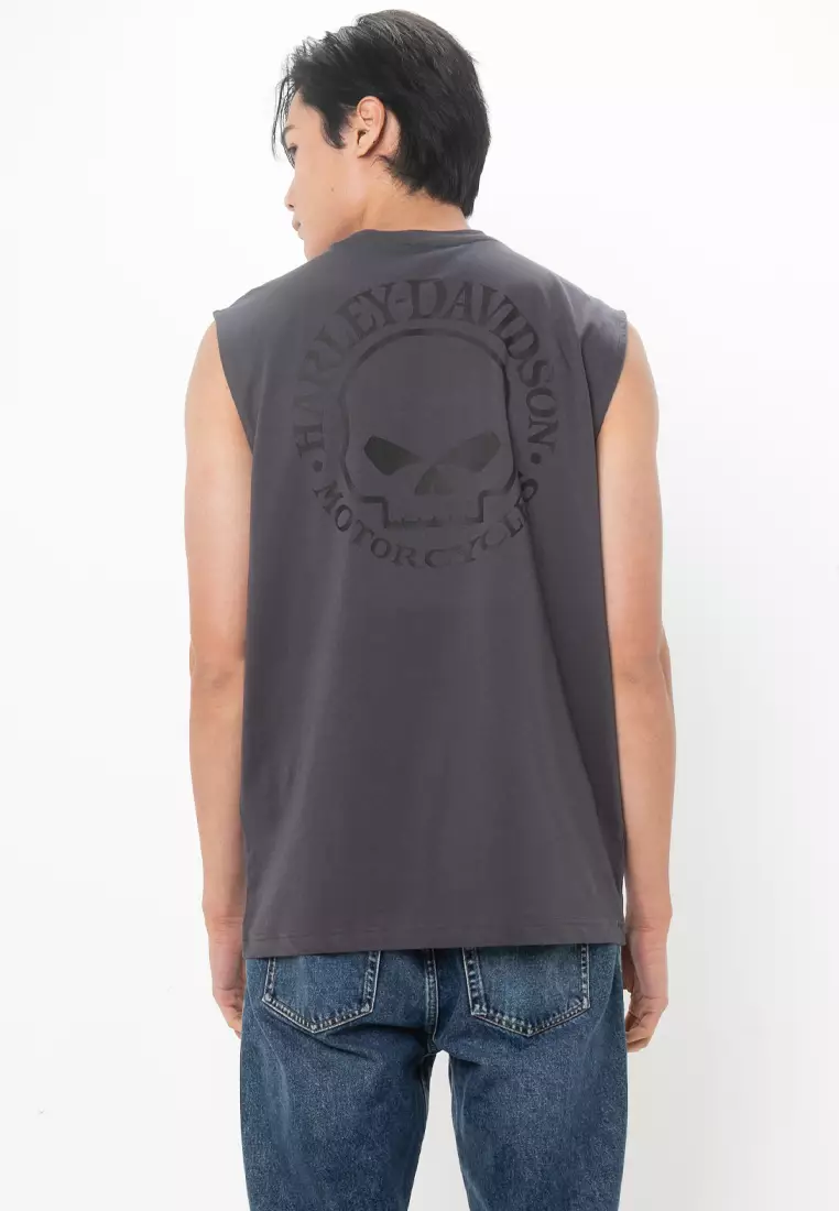 Harley-Davidson Canotta Uomo Willie G Skull – Maglia Muscolare In Cotone, Bianca, 30296644 - 2
