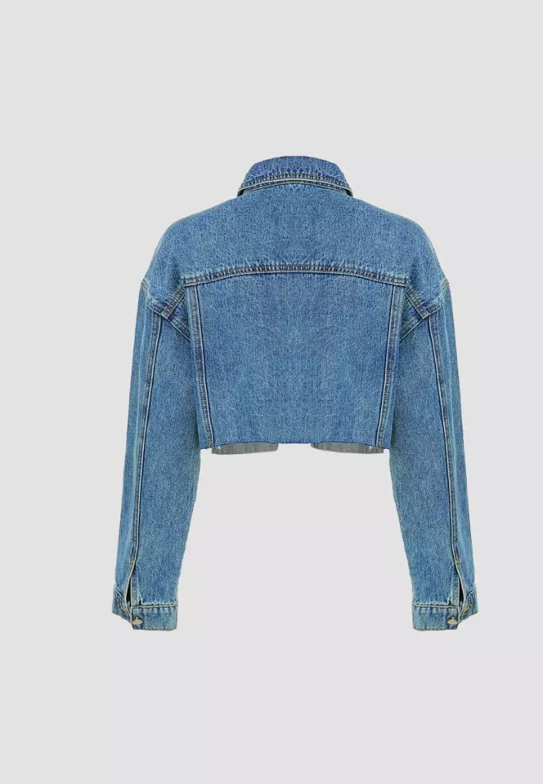 Hacked off sale denim cropped jacket