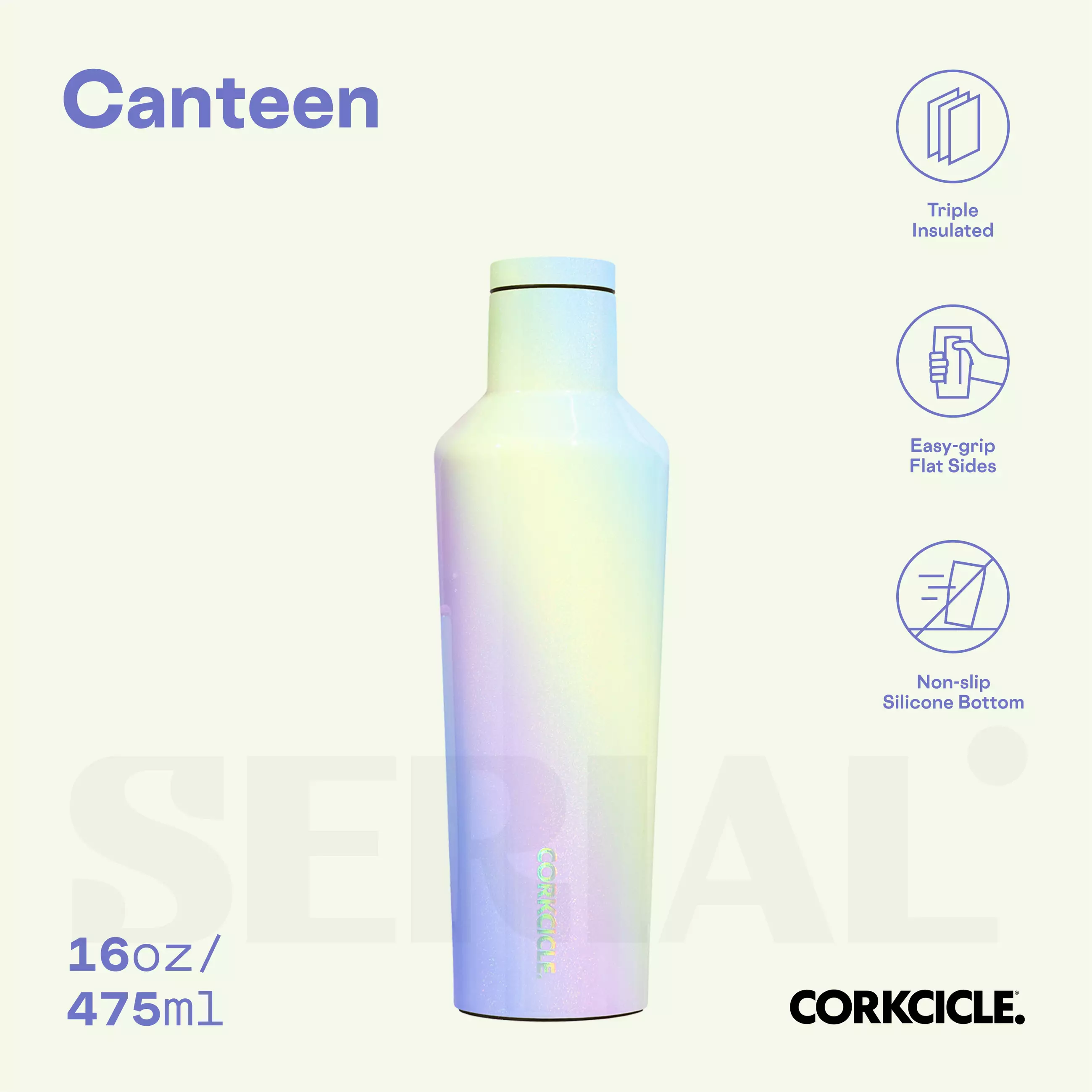 CORKCICLE® Canteen 16oz - Rainbow Unicorn