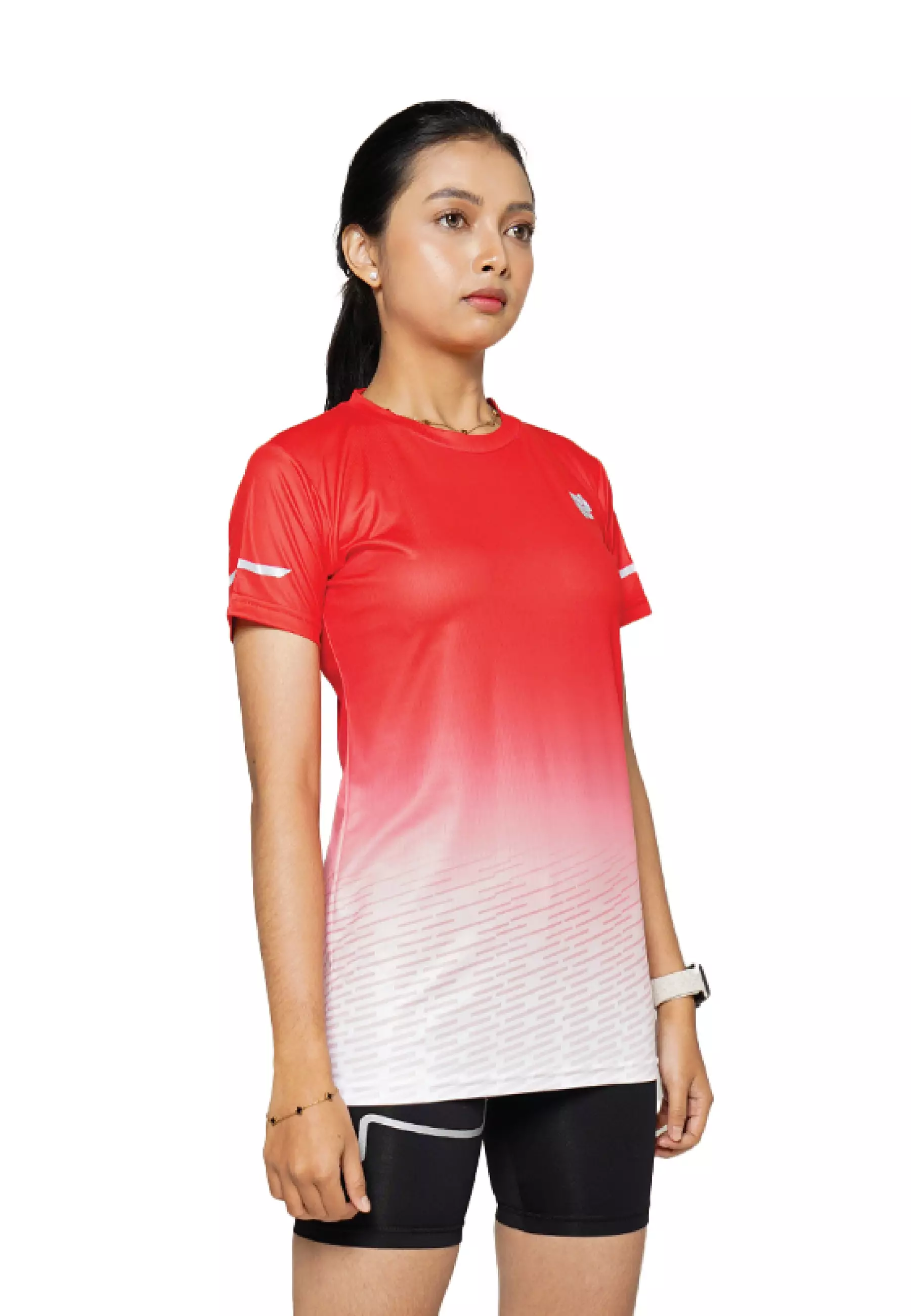 Tiento Baju Lari Ringan Jersey Running Anti UV Wanita Dry Fit Lengan Pendek Airlite Megared